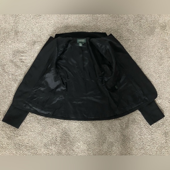 Lauren Ralph Lauren 100% Wool Blazer 6 Black Career Velvet Collar Logo Buttons - Picture 14 of 14